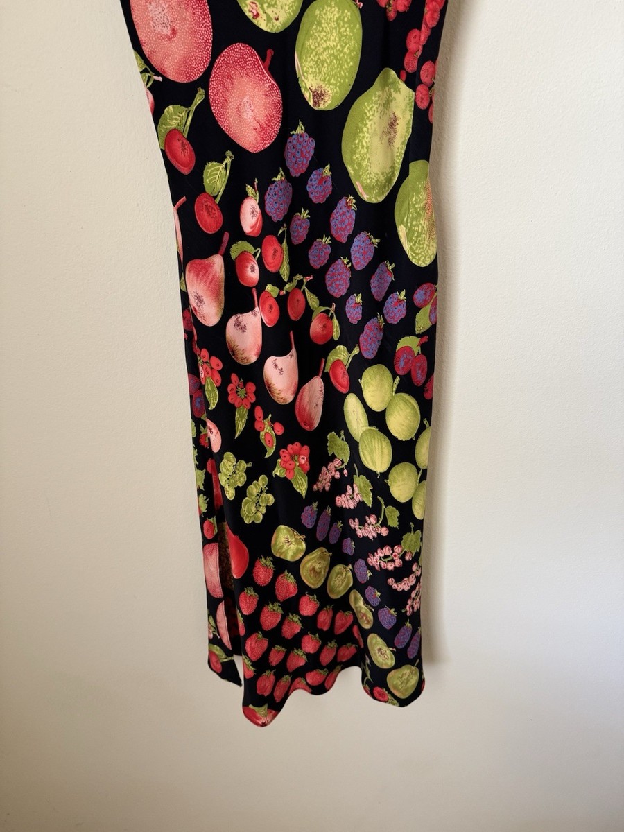 Betsey Johnson Fruit Print Dress Silk Black Multicolor Size 6 | eBay