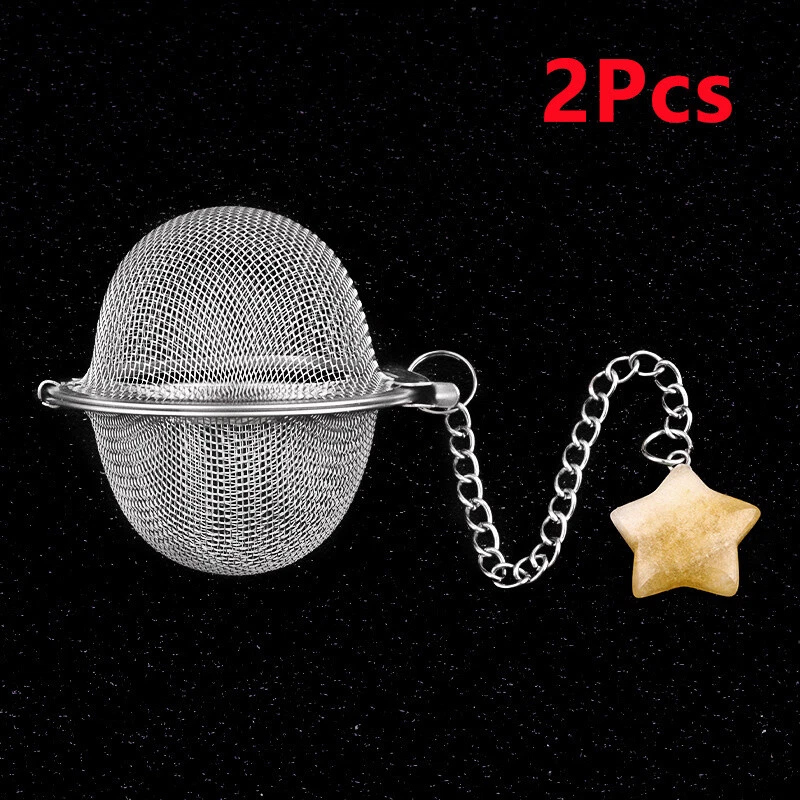 2Pcs Yellow Jade Star Stainless Steel Tea Filter Strainer Ball Infusers ETY355