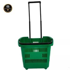 HD Plastic Shopping Basket with Wheels and Telescopic Handle 31L - 3 Colours