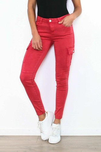 Ladies Cargo Pants Skinny Slim Trousers soft stretch Cotton Jeans UK 6-14 - Picture 26 of 48