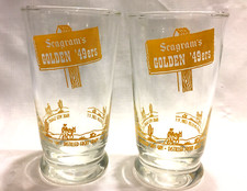 Vintage 1949 Libbey Seagrams Golden '49ers Gin Highball Tumbler Glass SET OF 2