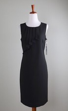 CALVIN KLEIN NWT $129 Solid Black Pleated Sleeveless Sheath Dress Size 4