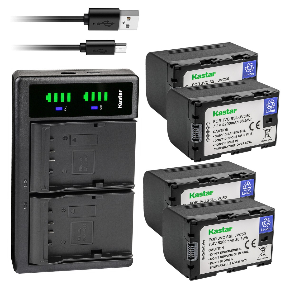 Kastar Battery LTD2 USB Charger for JVC GY-HM650 GY-HM650U