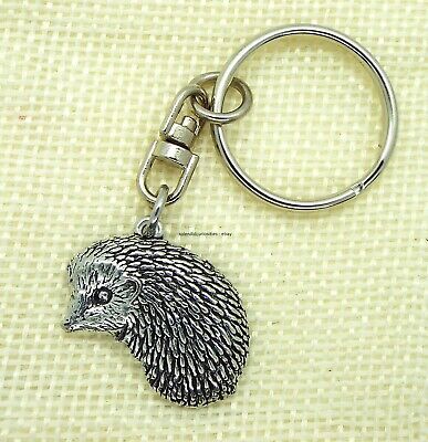 Hedgehog Silver Pewter Keychain With A Velveteen Gift Bag
