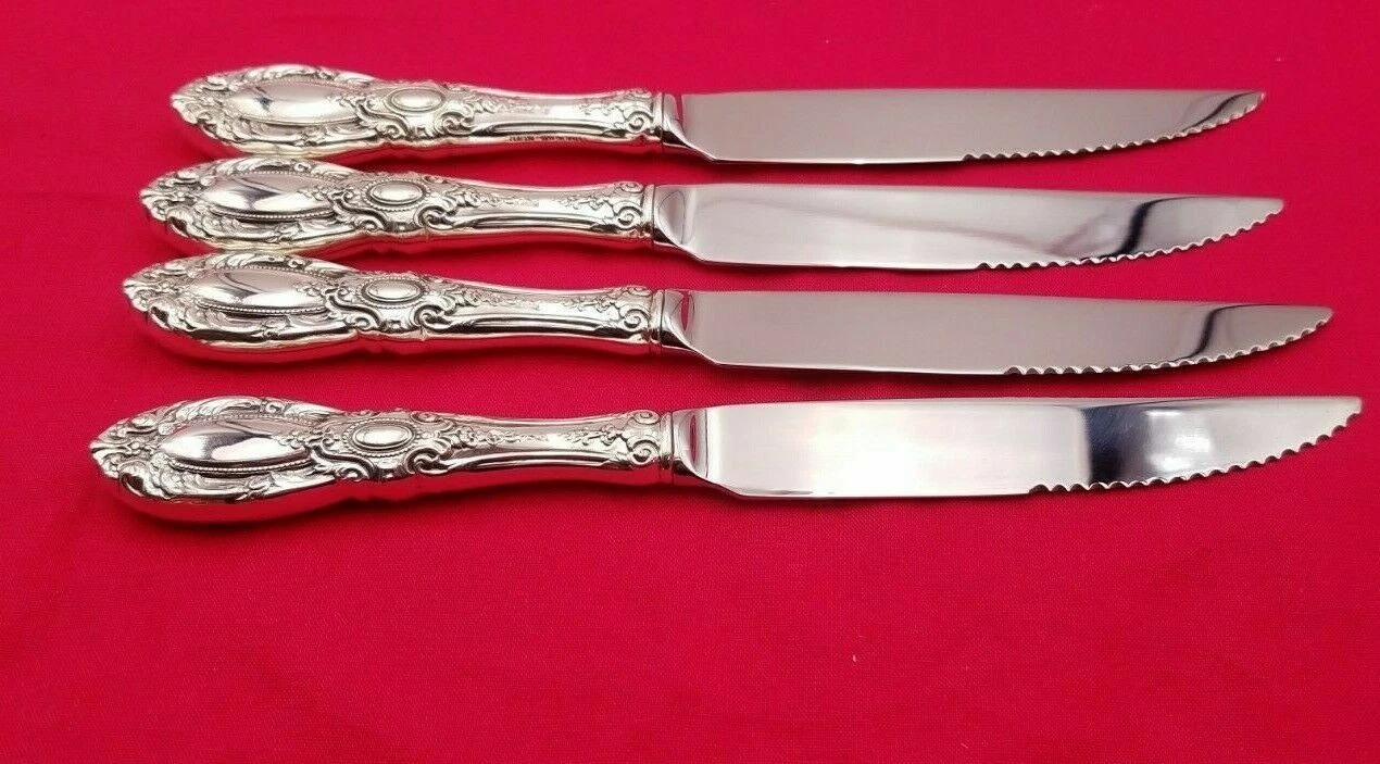 Set of 4 King Richard by Towle Sterling Serrated Steak Knives Custom Made