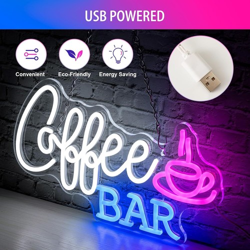 Coffee Shop Neon Signs LED Light Wall Decor Cafe Restaurant OPEN Window Drink - Picture 7 of 9