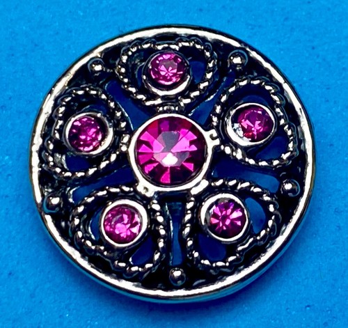 Mehrere lila Strass akzentuiert 18 mm silberfarbene Ingwer Druckknöpfe, Magnolienranke - Bild 2 von 9