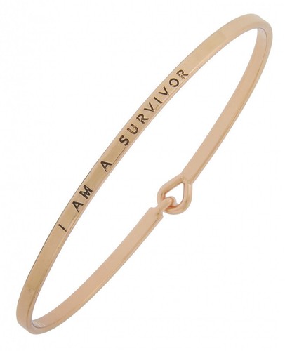 I am a Survivor 3mm Message Brass Bangle - Picture 5 of 5