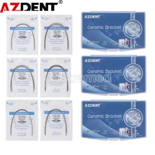 AZDENT Dental Orthodontic Ceramic Bracket Braces Roth MBT 0.022 018 / Arch Wire