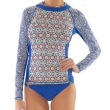 W s Helen Jon UPF 50 L/S Marabella Geo Print Sun/Swim Shirt rash guard Large