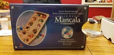 MANCALA Solid Oak Board with Gemstone Playing Pieces for Age 6+ COMPLETE w/ Tin