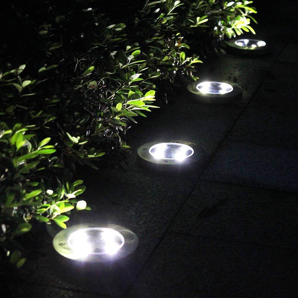 Norubvs Solar Ground Lights Outdoor 4-Pack LED Solar Disk Solar Garden Lights Lights for for Pathway Garden Yard Walkway Pool 