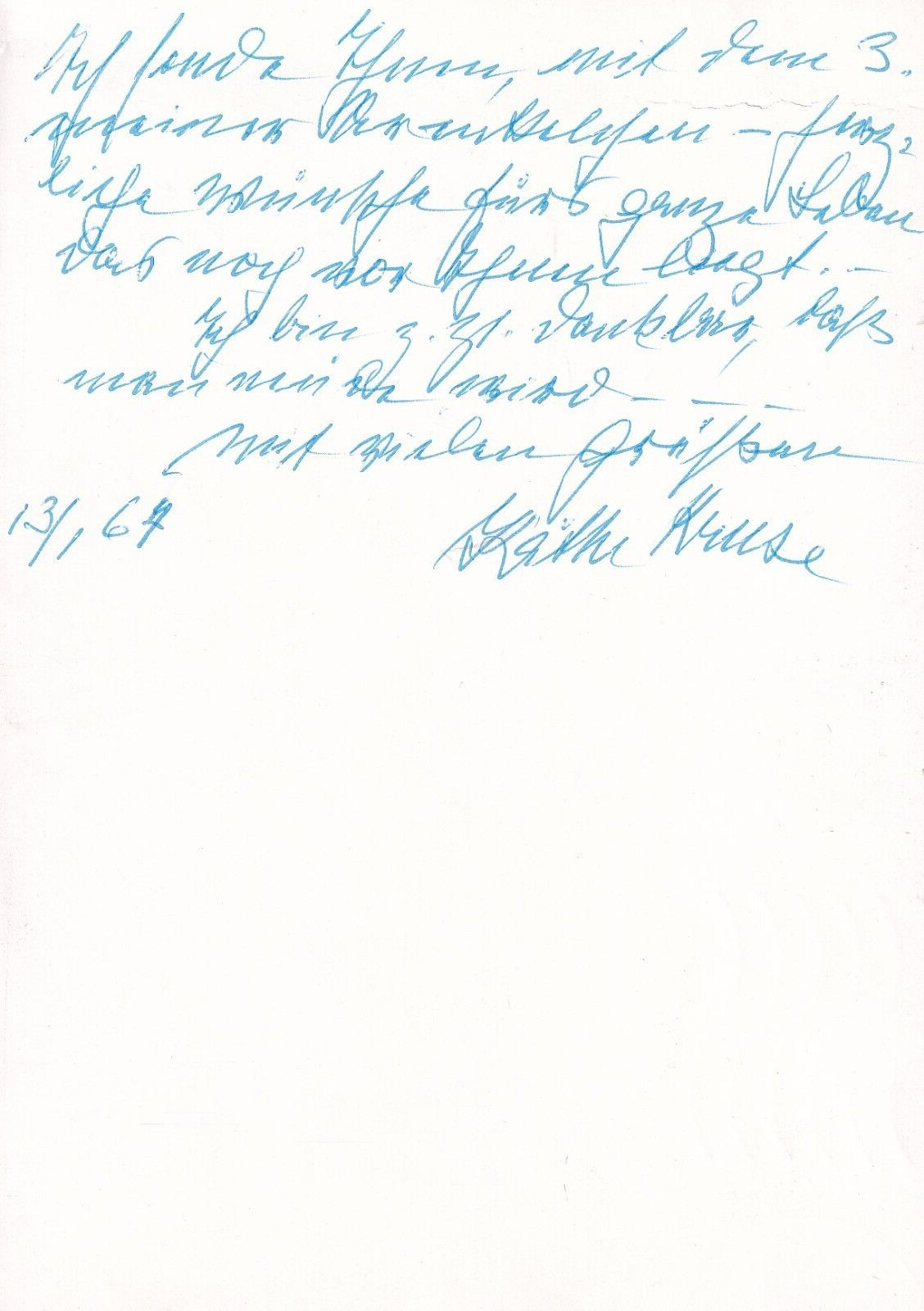 Käthe Kruse - world-famous doll maker - original signed "1964" on the back