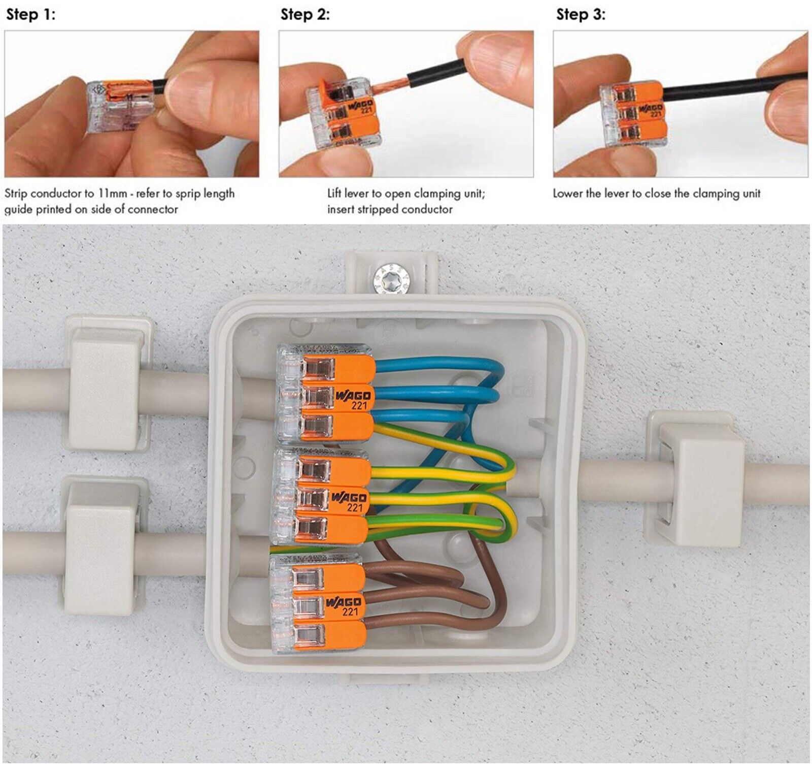 3 Ways Pluggable Terminal Block (221-413) for sale online |