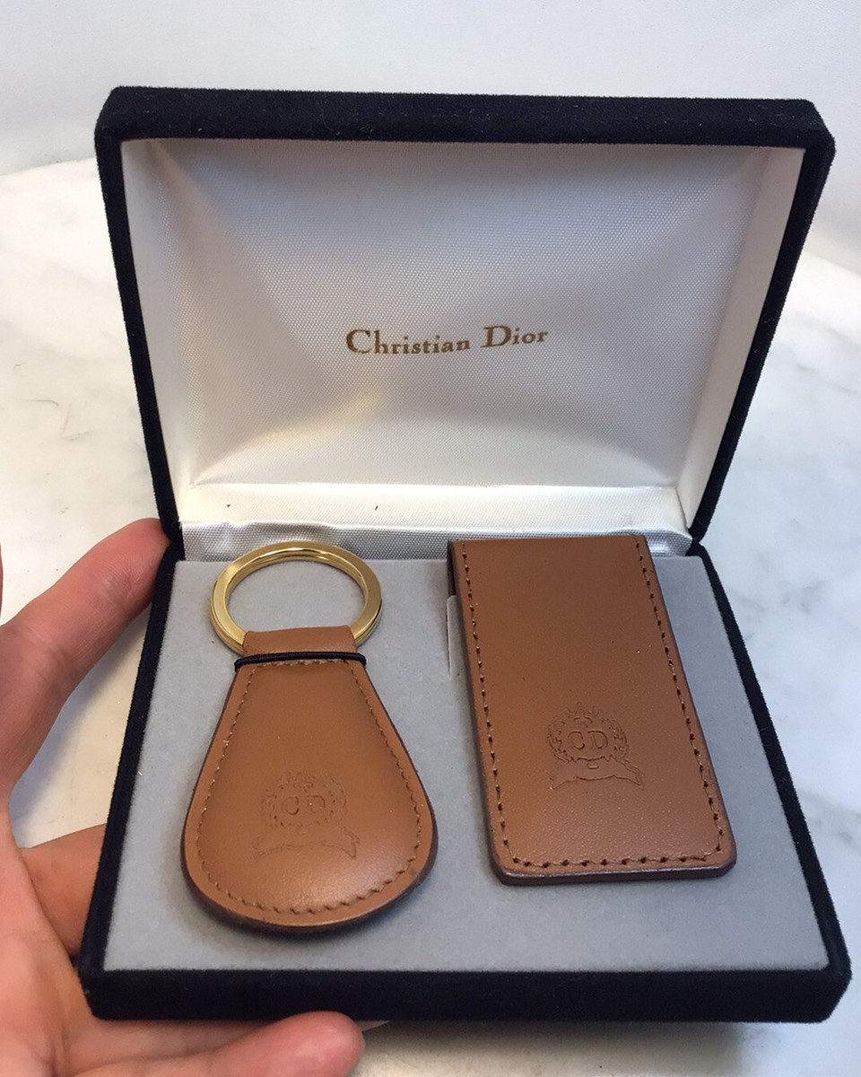 Vintage CHRISTIAN DIOR CD Logo Brown Leather Key Ring Chain Vintage CHRISTIAN DIOR CD Logo Brown Leather Key Ring Chain