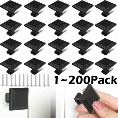  Kitchen Cabinet Square Knobs Cupboard Hardware Drawer Handles Matte Black Lot