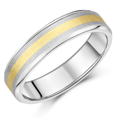Ehering 6 mm Titan & 9 kt Gold Hofform mattiert zweifarbig Band