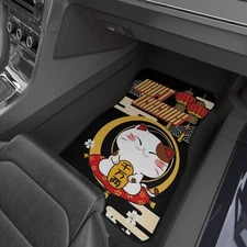 Lucky Cat JDM Floor Mats, Japanese Maneki Neko Mats, Japanese Art Mats