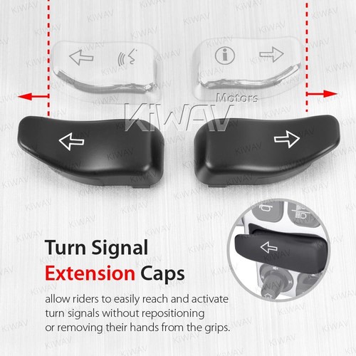 KiWAV Turn Signal Extension Caps Black For Harley Davidson 14-Later Touring ε - Picture 3 of 6