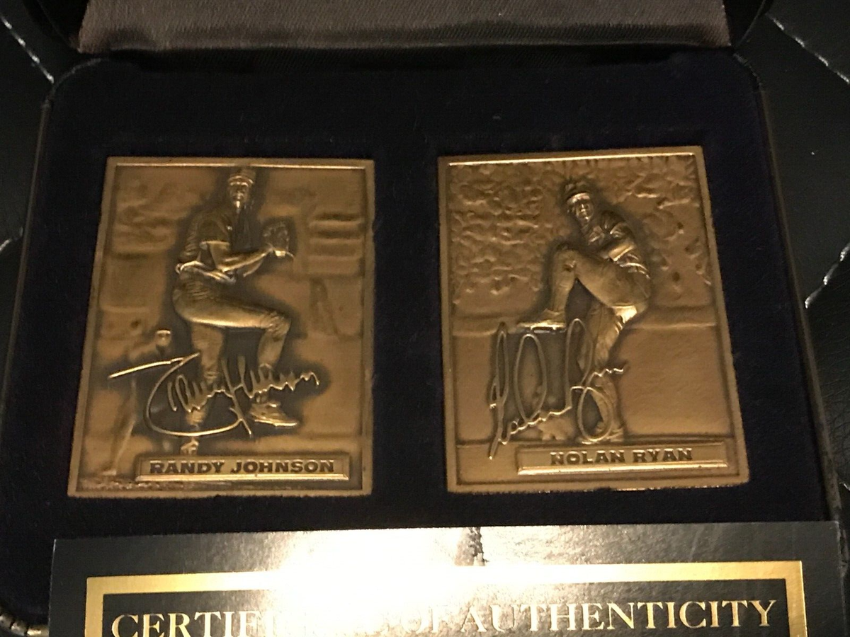 1996 Highland Mint Randy Johnson Nolan Ryan Mini Bronze Cards Set