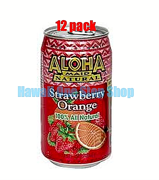HAWAII CAN JUICE ALOHA MAID Fruit Drink STRAWBERRY ORANGE 12 pack HAWAII CAN JUICE ALOHA MAID Fruit Drink STRAWBERRY ORANGE 12 pack