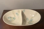 Red Wing Pottery Merrileaf Divided Serving  Dish Cream Blue Green