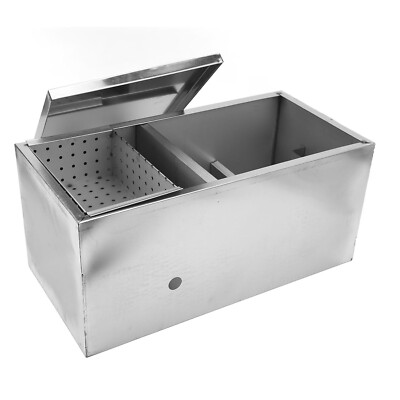 Stainless Steel Grease Interceptor Kitchen Restaurant 3-Stage 19.7 X 9.8 X 9.1