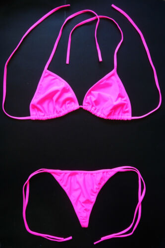 Schockierend rosa Neon G-STRING BIKINI Badeanzug Strandbekleidung sexy Badeanzug - Bild 1 von 2