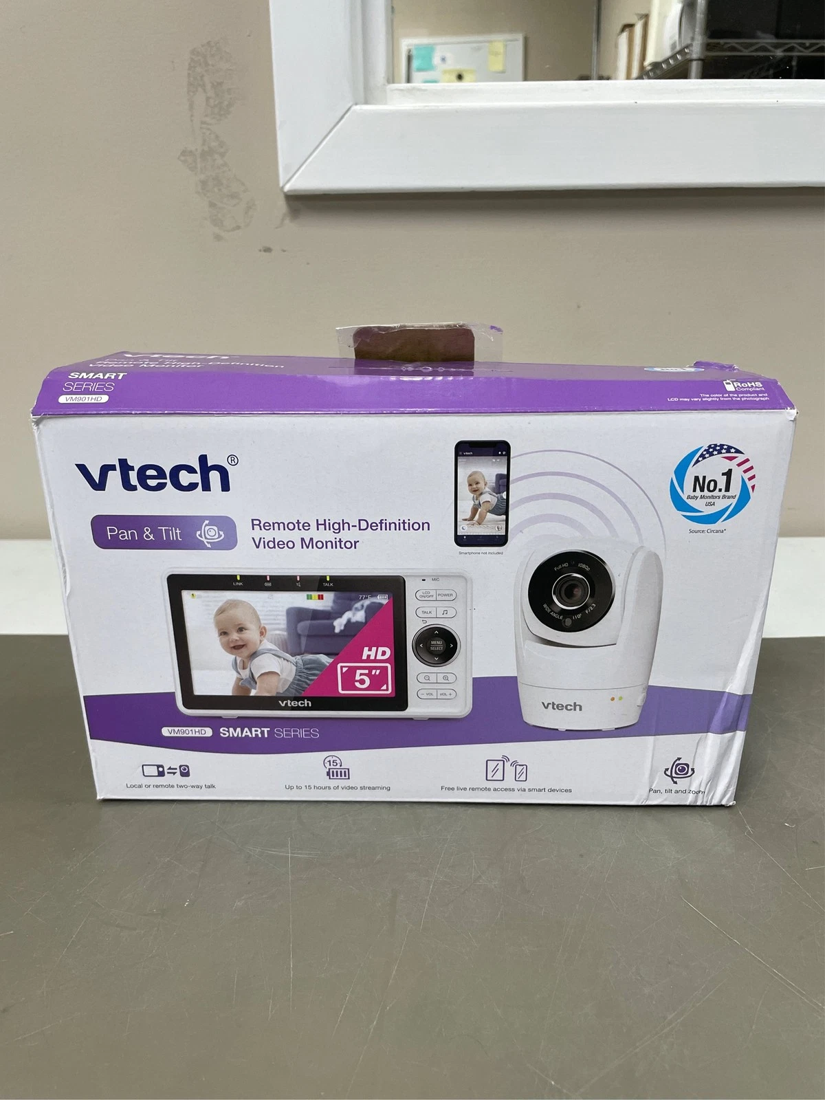VTech Upgraded Smart WiFi Baby Monitor VM901, 5-inch 720p Display, 1080p Camera,