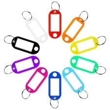 SallyFashion 50 PCS Plastic Key Tags with Split Ring, Label Medium, Multi