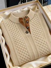 Men's Casual Long Sleeve Hoodie Autumn Winter Fashionable Mature Henry Collar