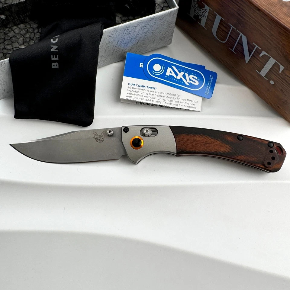 Cuchillo Plegable Benchmade 15085-2 Mini Crooked River CPM-S30V GRIS Aluminio Madera Foto 2 de 4