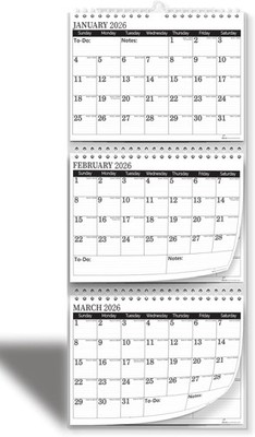 3-Month Calendar 2026-2027 Move-a-Page Monthly Vertical Jan 26 - Dec 27