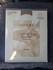 Vintage Fashion Bug Control Top Day Sheer Pantyhose Plus Sixe 1x-2x . Soft Beige