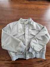 Vintage Airstream Motor Home Satin Bomber Jacket L Silver USA Made Holloway