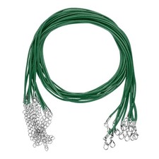 10 Pack 24" Waxed Necklace Cord, 2mm Bracelet Cord with Lobster Clasp Green 