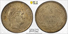1834-Q 5 Francs France, Louis-Philippe I - PCGS AU Detail