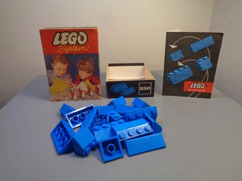 LEGO SYSTEM DENMARK 1950'S SLOOPING ROOF BRICKS SET 280 VERY RARE MINT IN BOX