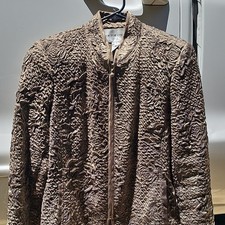 Vintage Victor Costa Women's Olive Green Shimmery Zip Jacket Lined Size 8