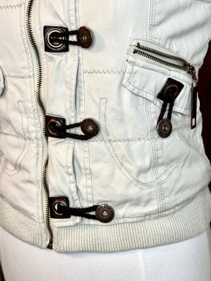 Chaleco Maurices Mujeres Marfil Imitación Piel Con Capucha Palanca Acolchado Chaleco Prendas exteriores Talla S Foto 2 de 4