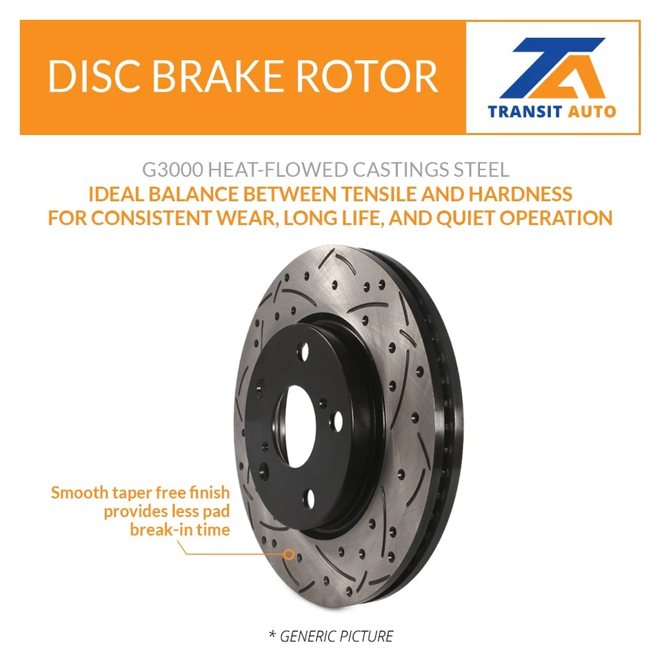 Rear Drilled Slot Brake Rotor Ceramic Pad Kit For Audi A3 Quattro Volkswagen Eos - Image 4 of 4