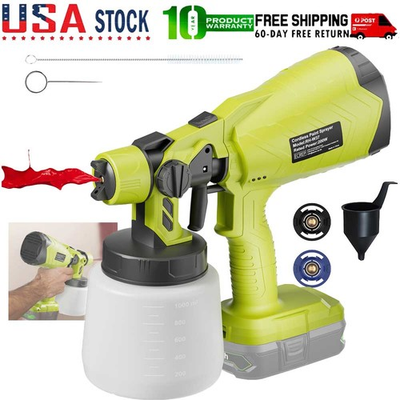 #ad Cordless High Pressure Airless Spray Gun Paint Sprayer For Ryobi 18V Battery 1 L $30.49