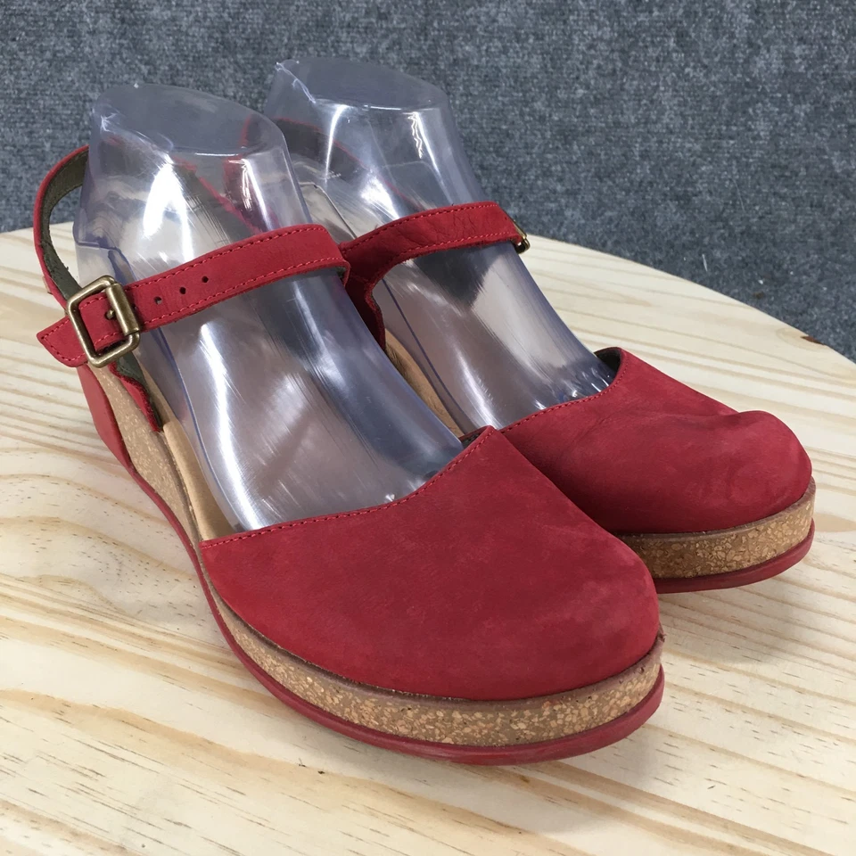 Женские сандалии El Naturalista 41 лист на танкетке с ремешком на лодыжке красные кожаные пробковые N5001 - Изображение 3 из 4