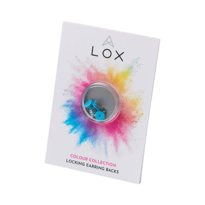 LOX Locking Earring Backs - 2 Paar blaue sichere Backs für Creolen, alle Ohrringe