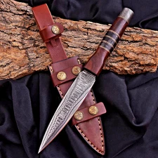 Custom Hand Made Forged Damascus Steel Blade Survival Hunting Dagger Knife 2975