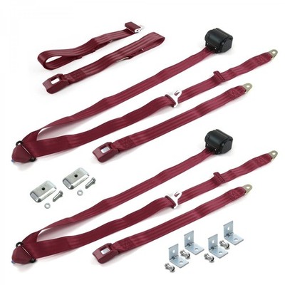 Early Cars 1941 - 1948 Standard 3pt BURG Bench Seat Kit w/Brackets 3 Belts