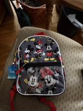 Disney Mickey and Minnie Mouse Print Mini Backpack w/ Key Chains NWT'S FREE SHIP