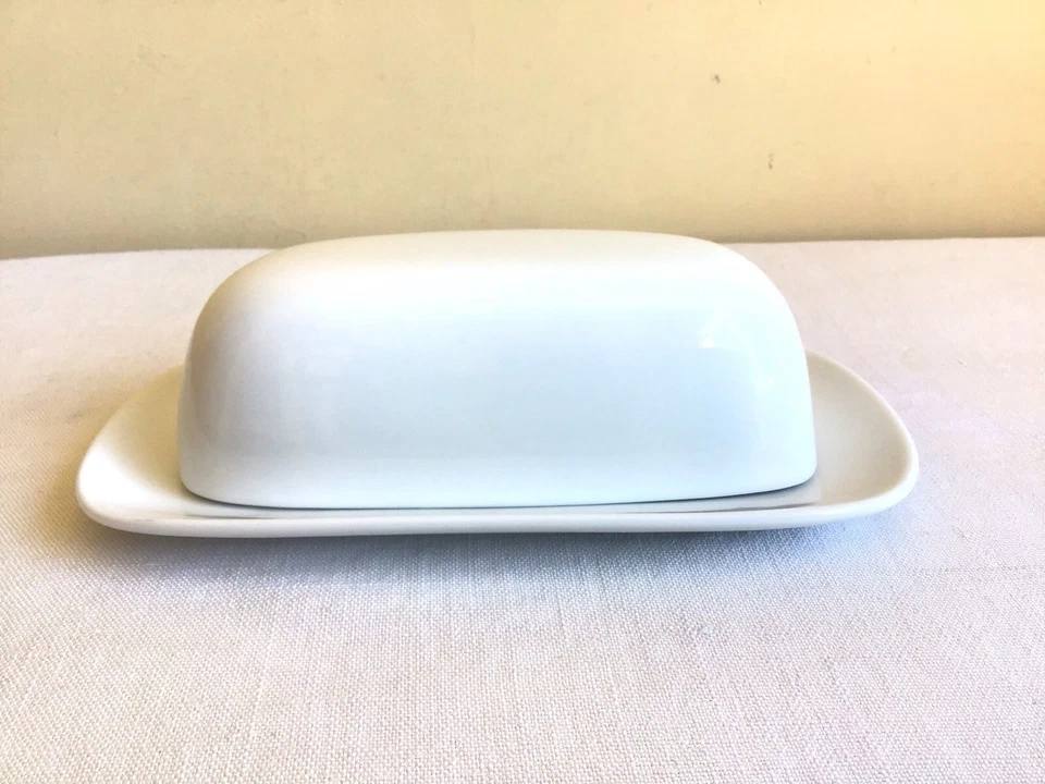 Pottery Barn Great White Modern Farmhouse Two Piece Covered Solid Butter Dish - Image 3 of 4