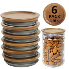 Regular Mouth Jar Lids Acacia Wood for Mason Jars With Airtight Silicone Seal