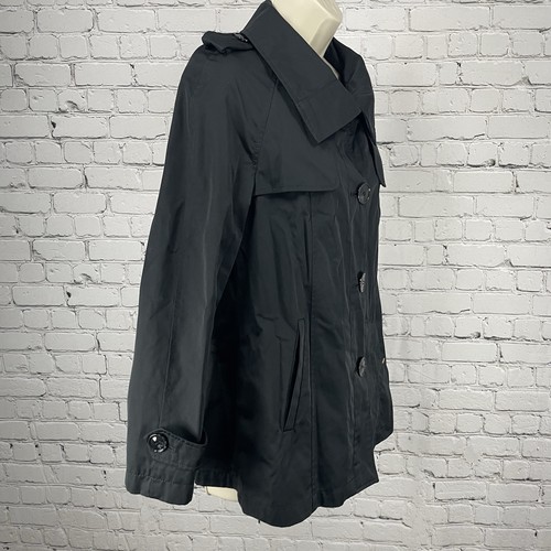 Ellen Tracy Black Buttoned Collared Classic Rain Jacket Windbreaker Size PP - Picture 6 of 9